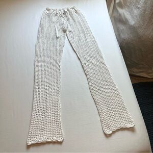ANDI BAGUS white crochet open knit beach resort swim bootcut coverup pants